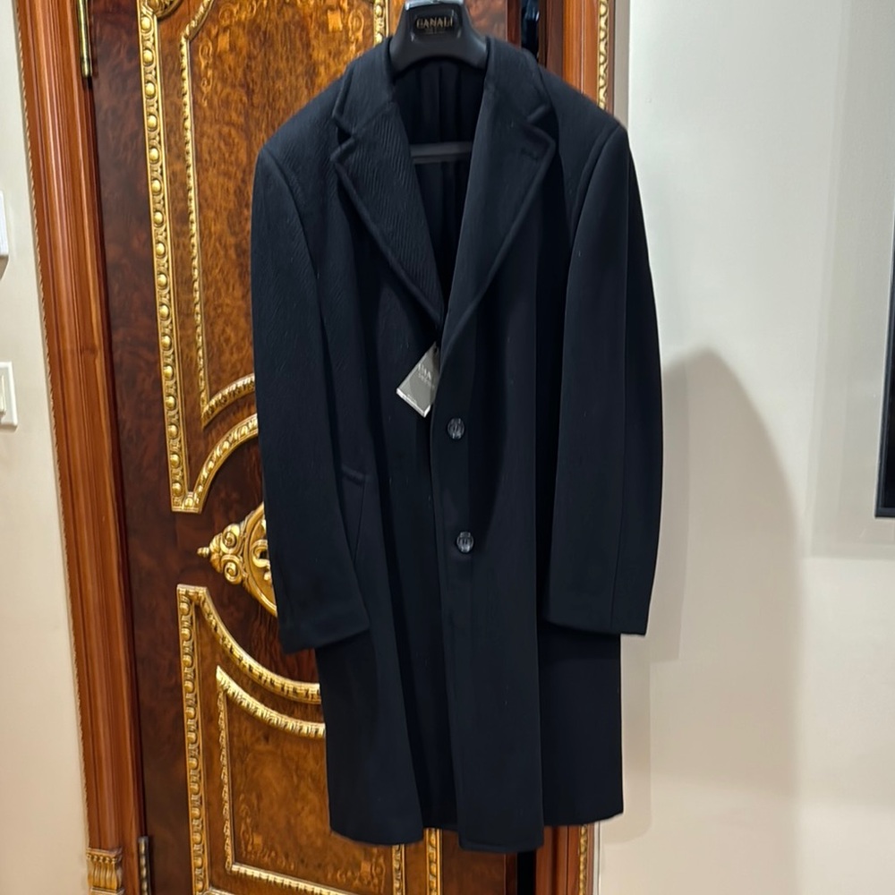Canali Black Trench Coat Classic Elegance